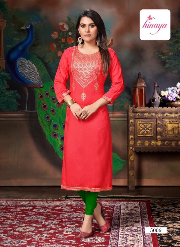 Hinaya Kareena 5 Rayon Fancy Wear Embroidery Kurti Collection